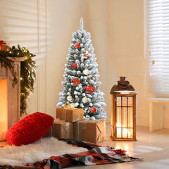 4.5/6.5/7.5 Feet Snow-Flocked Christmas Pencil Tree with Mixed Tips