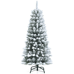 4.5/6.5/7.5 Feet Snow-Flocked Christmas Pencil Tree with Mixed Tips