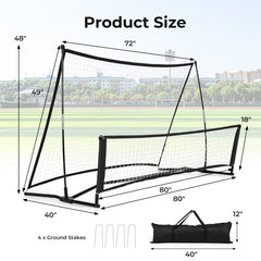 2-in-1 Portable Soccer Rebounder Net with Carrying Bag