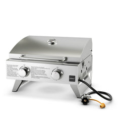 Stainless Steel Propane Grill with Lid for Outdoor Camping Tailgating Picnic Party
