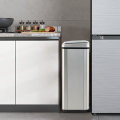 13.2 Gallon Stainless Steel Trash Can with Stay-on Lid and Soft Closure