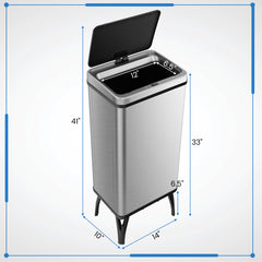 13.2 Gallon Stainless Steel Trash Can with Stay-on Lid and Soft Closure