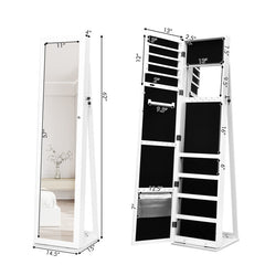 Standing Lockable Jewelry Storage Organizer with Full-Length Mirror