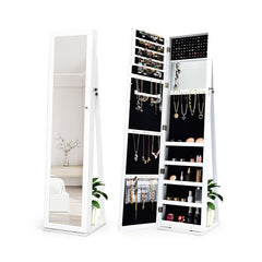 Standing Lockable Jewelry Storage Organizer with Full-Length Mirror
