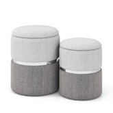 Velvet/Linen Fabric Storage Ottoman Set of 2