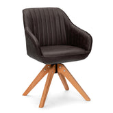 Stylish Swivel Home Office Chair with Solid Wood Legs