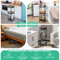 3-Tier Rotating 1-Second folding Storage Rack Metal