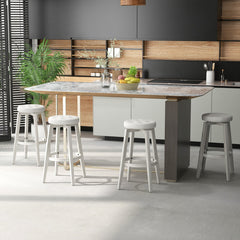 360-Degree Swivel Upholstered Rubberwood Frame Bar Stool Set of 2 with Footrest