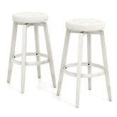 360-Degree Swivel Upholstered Rubberwood Frame Bar Stool Set of 2 with Footrest
