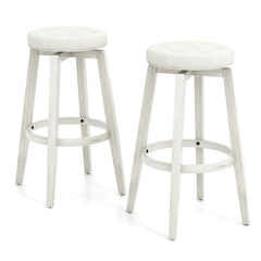 360-Degree Swivel Upholstered Rubberwood Frame Bar Stool Set of 2 with Footrest