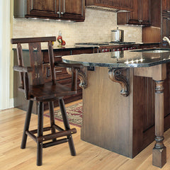 29 Inch Wooden Swivel Bar Stool with Footrest Backrest Armrest