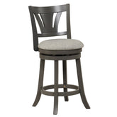 26.5/30.5 Inch Swivel Bar Stool with Backrest Soft Cushioned Seat and Footrest Gray