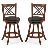 360° Swivel Upholstered Barstools Set of 2 with Back and Footrest