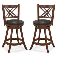 360° Swivel Upholstered Barstools Set of 2 with Back and Footrest