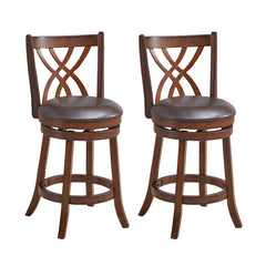 360° Swivel Counter Height Chairs with PU Leather Cushioned Seat and Footrests