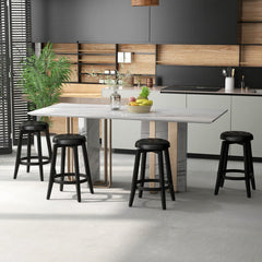 360° Swivel Upholstered Rubberwood Frame Bar Stool Set of 2 with Footrest