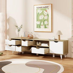 TV Stand for TVs up to 65鈥 Television Cabinet聽w/ 5 Drawers & 3 Open Shelves