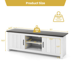 Wood TV Stand with 2 Cabinets and Open Shelves for TVs up to 65 Inch