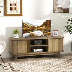 TV Stand for 55-Inch TV Media Console Table with Dual Sliding Doors