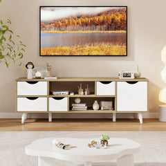 TV Stand for TVs up to 55鈥 Television Cabinet聽w/ 4 Drawers & 2 Open Shelves