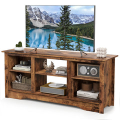 TV Stand for up to 65 Inch Flat Screen TVs with Adjustable Shelves for 18 Inch Electric Fireplace (Not Included)