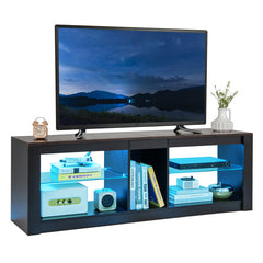 Modern TV Stand with LED Light and Adjustable Shelves for TVs up to 65 inch