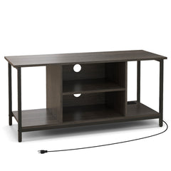 3-Tier TV Stand with Power Outlet USB and Adjustable Shelf