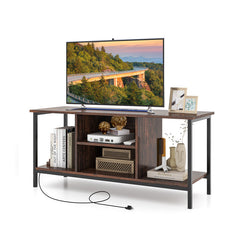TV Stand Entertainment Center with Open Storage Shelves and Power Outlets to 50 Inches
