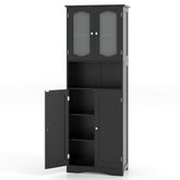 64.5 Inches Tall Bathroom Storage Cabinet with Frost Glass Doors and Shelves