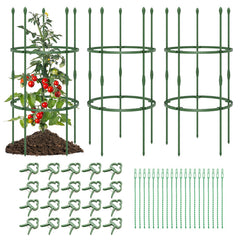 3-Pack Garden Trellis 40/60 Inch Tall Plant Support Stands with Clips and Ties