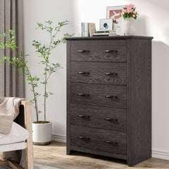 Tall Storage Dresser with 5 Pull-out Drawers for Bedroom Living Room
