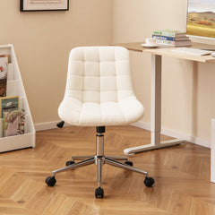 Teddy Fleece Armless Office Chair Makeup Vanity Chair