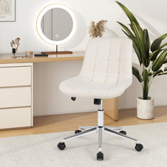 Teddy Fleece Armless Office Chair Makeup Vanity Chair