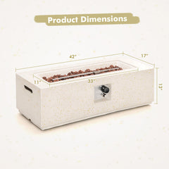 42 Inch 50,000 BTU Rectangle Terrazzo Fire Pit Table with PVC Cover