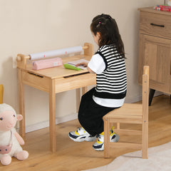 Toddler Multifunctional Activity Table and Chair Set with Paper Roll Holder