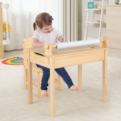 Toddler Multifunctional Activity Table and Chair Set with Paper Roll Holder