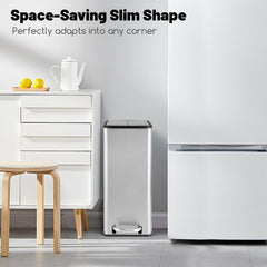 12 Gal Stainless Steel Trash Can with Soft-Closing Wing Lids