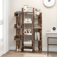 Tree-Shaped Bookshelf with 13 Compartments for Home Office