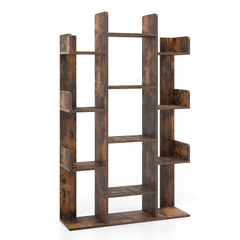 Tree-Shaped Bookshelf with 13 Compartments for Home Office