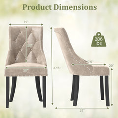 Tufted Wingback Upholstered Dining Chairs Set of 2