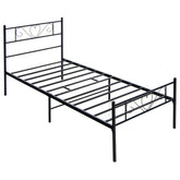 Twin XL Metal Bed Frame with Heart-shaped Headboard and Footboard
