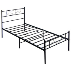 Twin XL Metal Bed Frame with Heart-shaped Headboard and Footboard