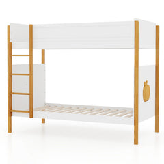 Twin Over Twin Bunk Bed with Integrated Ladder and Safety Guardrails