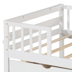 Twin Daybed with Fence and 2 Drawers Kids Bed for Boys & Girls