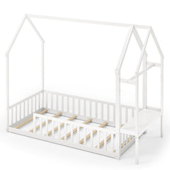 Twin House Floor Bed Montessori Bed Frame with Storage Shelf