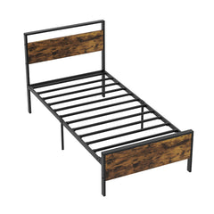 Twin/Full/Queen/King Metal Bed Frame Industrial Platform Bed with Wooden Headboard