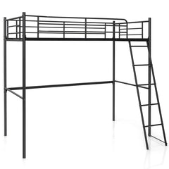 Metal Twin Metal Loft Bed with Ladderand High Guard Rails