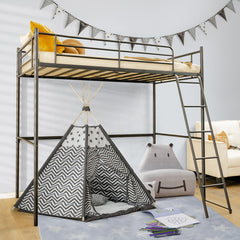 Metal Twin Metal Loft Bed with Ladderand High Guard Rails