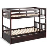Twin Over Twin Bunk Bed with Pull-out Trundle and Ladder