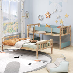 Twin Over Twin Bunk Bed with Ladder and Full-length Guardrails